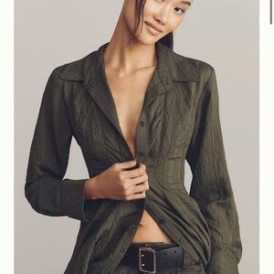 Maeve WHITE Waisted Buttondown Tunic